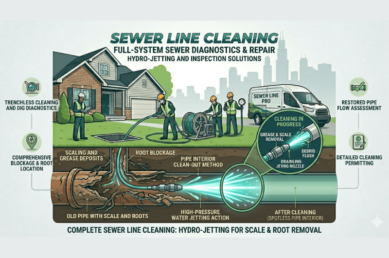 Sewer Line Cleaning in Chicago, Illinois - Chicago Sewer Line Replacement Pros