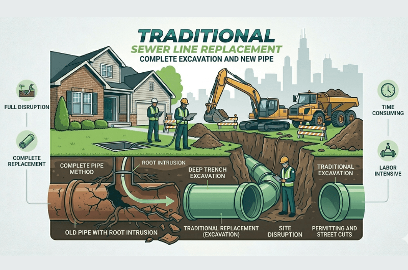 Traditional Sewer Line Replacement in Chicago, Illinois - Chicago Sewer Line Replacement Pros